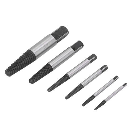 6PCS Screw Extractor Kit, Tool Steel, Portable, X-Range Sizes 2