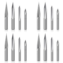 Punte per Router CNC Set 1/4 e 1/8 Shank, Punte per Intaglio del Legno per Incisione da 6 mm e 4 mm, Scanalatura A V, Punta Profilata, Acciaio al
