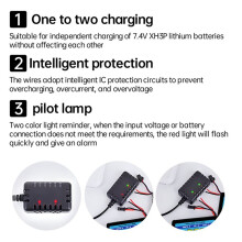 5X Chargeur 2 en 1 2S 7,4 V avec Connecteur XH-3P pour Voitures et Camions RC AX24 SCX24 UTB18 SCX24, Batteries au Lithium 7,4 V 2S