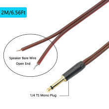 3X Cable Desnudo de 1/4 TS una Altavoz, Cable de Audio una Adaptador Mono Macho de 6,35 mm Altavoz de Alta Fidelidad OFC Chapado en Oro de Extremo