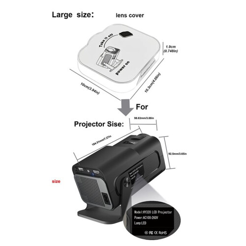 3X HY320 Projector Lens Cover Dust Protection Cap for HY320 Projector Essential Projector Accessory 2