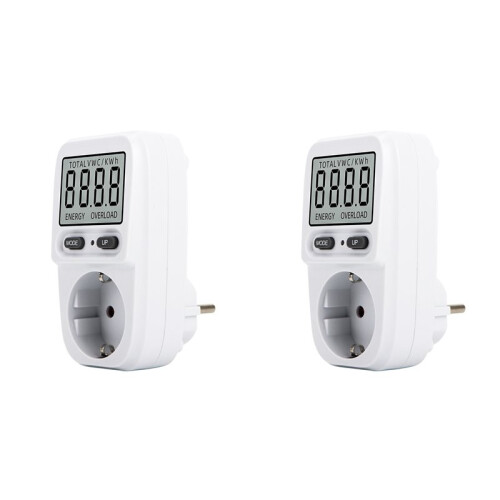 2X Electricity Power Meter Wattmeter LCD  Meter Socket Electric Tester Measuring Outlet Power Analyzer EU Plug