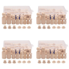 Wooden Peg Dolls, 224PCS Unfinished Decorative DIY Angel Tiny Doll Bodies Painted Natural Wooden People with Hats