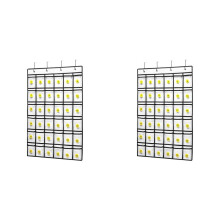 2X Cell Phone Pocket Diagram, Classroom Organizer Calculator Holder Door Hanging Jewelry Storage Box - 36 Clear Pockets