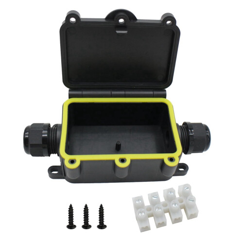 2X External Junction Box IP68,2 Way Clamshell-Type Underground Electrical Box with Terminal Block Airtight Plastic Box 1