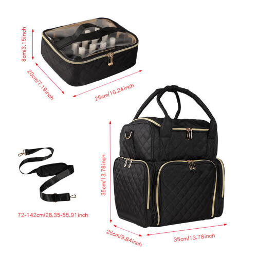 Spacious Nail Care Container Contains Top Section And-Black 2