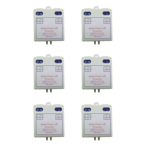 6X AC 120V 220V  Delay Relay Power  Delay OFF  1-480Min Adjustable Delay Power OFF Automation Controller