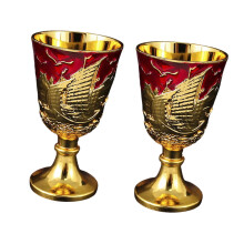 2Pcs Elegant High Foot Goblets From Long Zincs-golden red