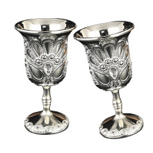 Metal Wine Cups European Style Embossed Drinking Cups-silver