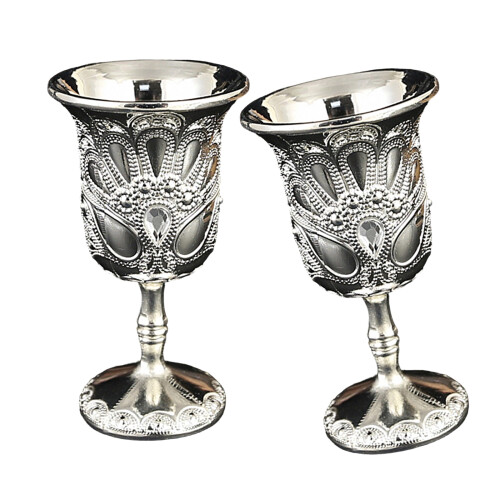 Metal Wine Cups European Style Embossed Drinking Cups-silver