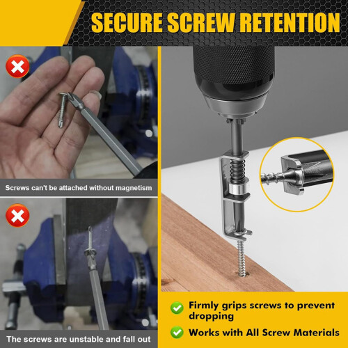 4 Pcs Spring-Loaded Screw Holder Bit, Anti-Drop Screwdriver Bit, Single-Hand Operation Bit Holder for Electricians 2