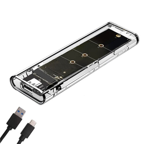 4X M.2 NGFF  Dual Protocol SSD Case Clear USB TypeC 10Gbps PCI-E M2 SSD Transparent External Enclosure Hard Disk Box 1