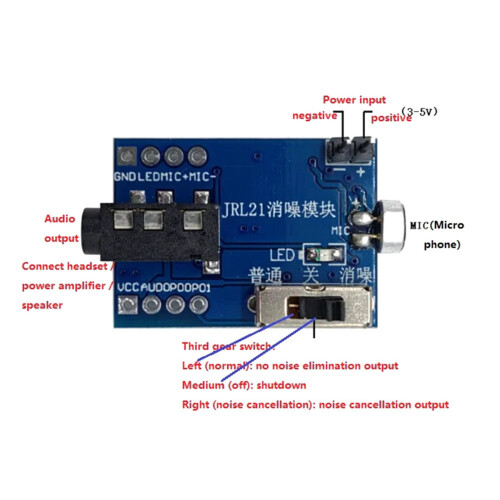 2PCS JRL21 HD Noise Reduction Microphone Module Board ADC Interface for