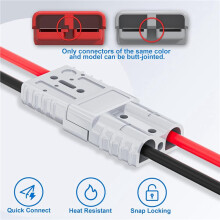 2X 50A Battery Quick Disconnect Connector with 8AWG Wire and Mounting Bracket Extension Cable Connector Kit