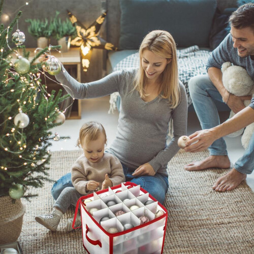 Storage Box for Christmas Tree Baubles PVC Folding 64-Piece 2