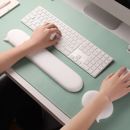 Leather surfaces Silicone Wrist Pad for Computer Mouse-White 1
