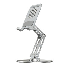 Foldable Aluminum Stand 3 Axises Adjustable 360 Rotating-Silver