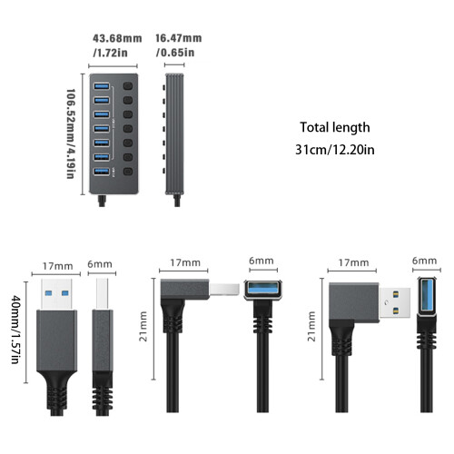 High Performances USB Hubs 7Port with Aluminum Shell-100cm up 1