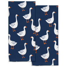 Goose Hand Towels Set 2 Pack, Soft Microfiber Bath Towels with Decorative Goose Design for Kitchen and Bathroom