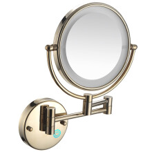 LED Wall Mounted Makeup Mirror 8 Inch Double Sided 10x Magnifying Vanity Mirror Gold USB Powered