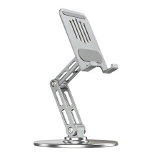 Aluminum Alloy 3 Axises Desk Support Stand 360 Rotatable-Silver