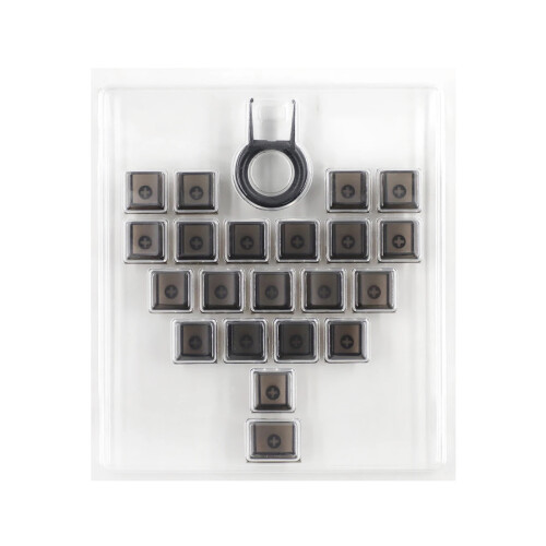 Ergonomic 21Key Transparents Fogged Heart Pattern Keycaps-Black