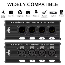 3 Pair 4 Channel XLR/DMX Audio RJ45 Cat5/Cat6 Ethernet Extender XLR Extender Transceiver for Live Stage
