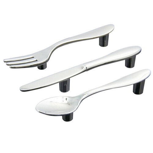 12 Pcs Silver Kitchen Cabinet Drawer Pull Handles Knobs (Knife Fork Spoon)