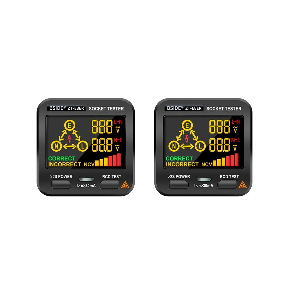 2X Bside Zt-E8er Socket Tester Voltage Detector Outlet Checker Eu Plug Dark 6031718593489