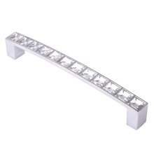 Pack Of 8 Europe Style Square Clear Crystal Rhinestone Furniture Door Wardrobe Cupboard Cabinet Drawer Pull Handle Knobs 128Mm