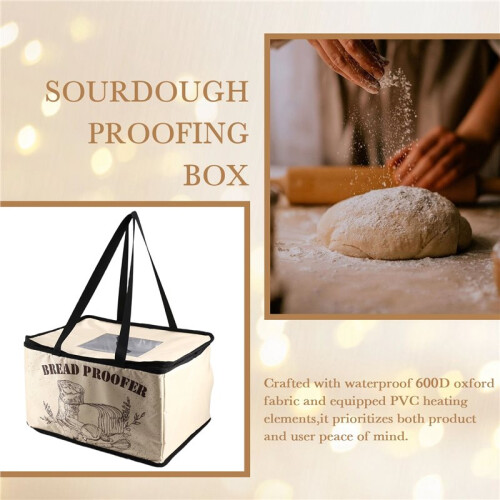 Bread Proofing Box with Heater for Precise Temperature Fermentation, Folding Zippered Dough Proofer Warming Box US Plug 2