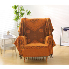 Boho Throw Blanket Brown Chenille with Tassels for Couch Sofa Bed Bohemian Living Room Decor
