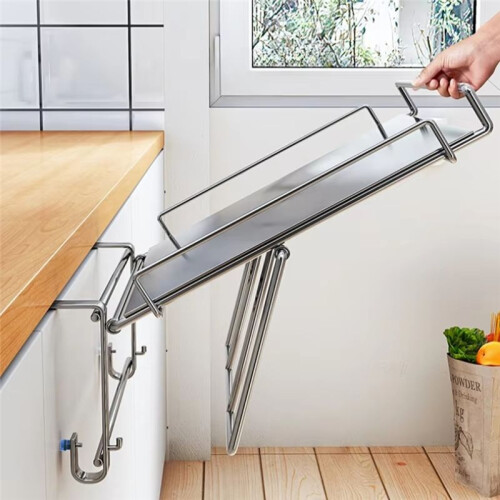 Stainless Steel Foldable Countertop Storage Rack for Kitchen, Space-Saving Design Extends Countertop Utility 1