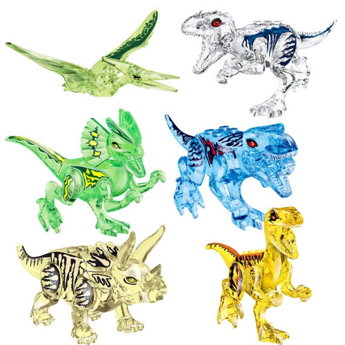 6 PCS Crystal Dinosaurs Building Blocks Toys