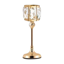Elegant European Metal Crystal Tealight Candle Holders-gold M