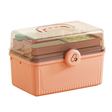 Large Capacity Pink Medicine Storage Box and First Aid Kit with Handle for Home Office Travel
