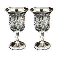 Metal Wine Cups Royal Chalices Wine Glass Embossed-silver