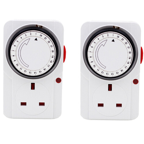 2X 24-Hour Segmented Timer --Saving Plug Timer Socket Kit-with  Controller 3-Pin Plug UK Plug