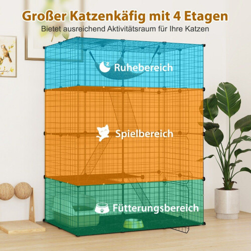 Cat cage 4-story large cat enclosure with hammock 3 ladders 4 doors & skylight 1