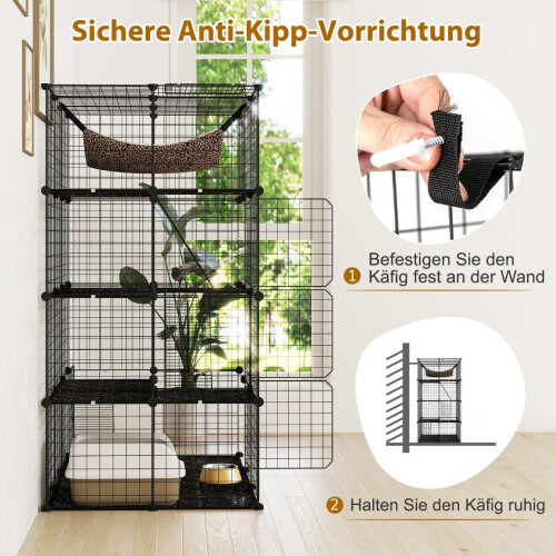 Cat cage 4-story large cat enclosure with hammock 3 ladders 4 doors & skylight 2