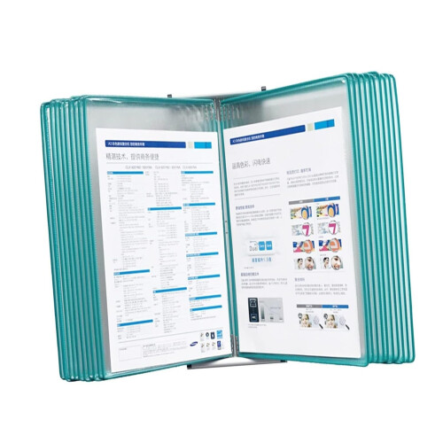 Wall Mounted Document Holder with 20 Clear Frosted Pockets, A4 Dual Mount Reference Organizer