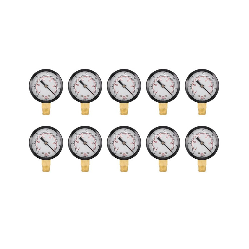 10X Pressure Gauge - 0 - 30Inhg 0 - 1 Bar Dial Air Pressure Gauge Barometer Meters Vacuum Gauge Black 6032564992167