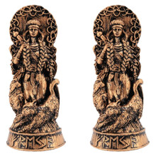 2X Statua di Freyja Freya Dei Norreni Carving Altare Heathen Asatru Vichingo Dio Dea Scultura Scandinavo Pantheon-A