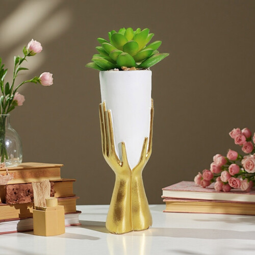 Vase de récipient de pot de fleur de résine-couleur sable 1