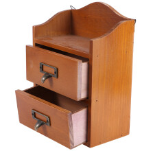 1Pc Retro Style Wooden Cosmetic Organizer Multilayer Storage Case