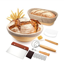 13pcs Sourdough Proofing Basket Gift Set,Bread Baking Supplies,Baskets with Bread Lame,Bowl Scraper,Sourdough Scraper