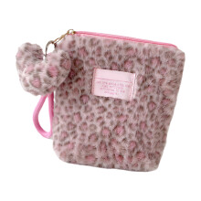 Le sac de vanité élégant à imprimé animal en peluche-rose clair