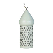 White Iron Hollow Out Candle Holder Moroccans Pattern Eid-S