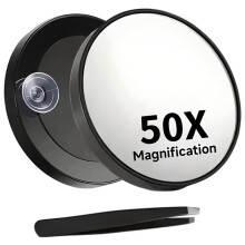 50X Magnifying Makeup Mirros Make Mirror Magnifying with Suction Cup Tweezers Travel Mirror for Detailed Skincare