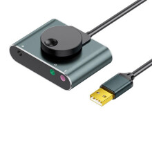 USB External Sound Card 3.5 mm Headset Microphone Port Driver-Free Audio Converter for Desktop and Notebook Black